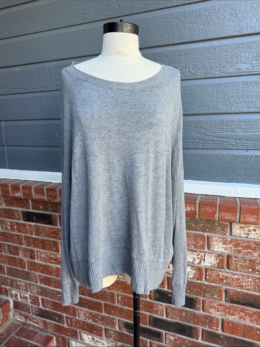 Eileen Fisher Lightweight Scoop Neck Sweater Grey - Women's Size L Slouchy Knit